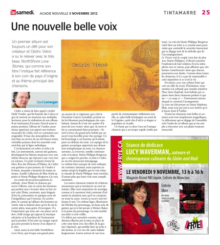 Texte de David Lonergan paru dans l'Acadie nouvelle samedi le 3 novembre 2012